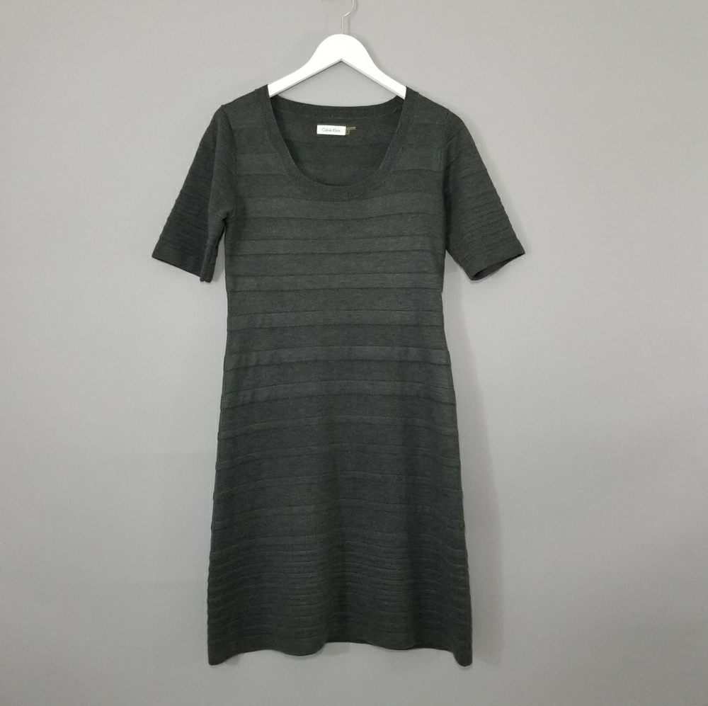Calvin Klein Grey Short Sleeve Sweater Dress Sz M